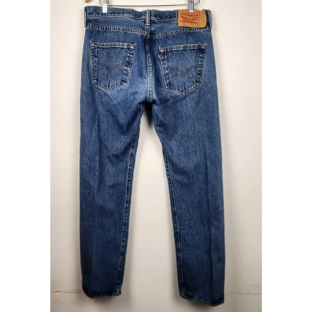 Levi's 501 Snap Button Straight Leg Jeans Size 34x32 Blue